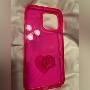 Hot Pink clear iPhone 14 Pro Max case by Velvet Caviar